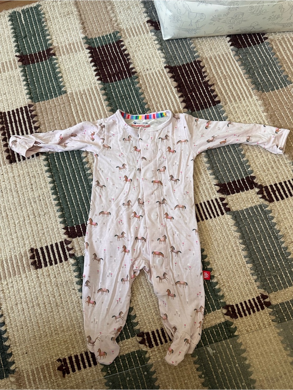 Magnetic Me Light Pink Horse Print Footed One-Piece